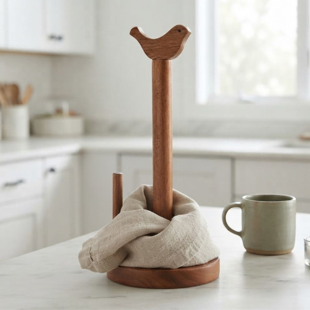 Birdie icon Wooden Kitchen Towel Holder