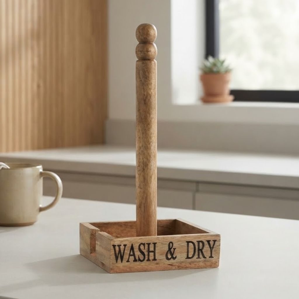 Laser Wooden engraved Square Kitchen Towel Holder