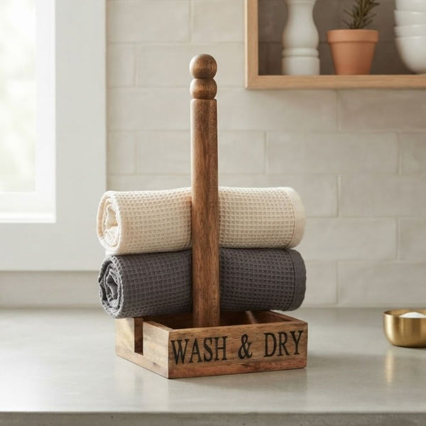 Laser Wooden engraved Square Kitchen Towel Holder