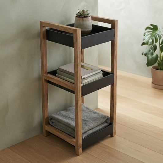 Classic black  3 Tiers Wooden Storage Organize Rack Shelf