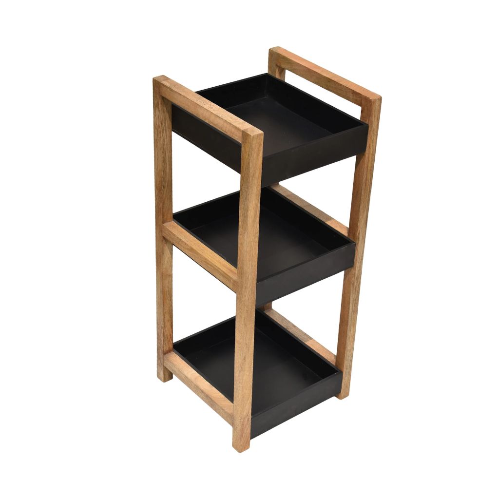 Classic black  3 Tiers Wooden Storage Organize Rack Shelf
