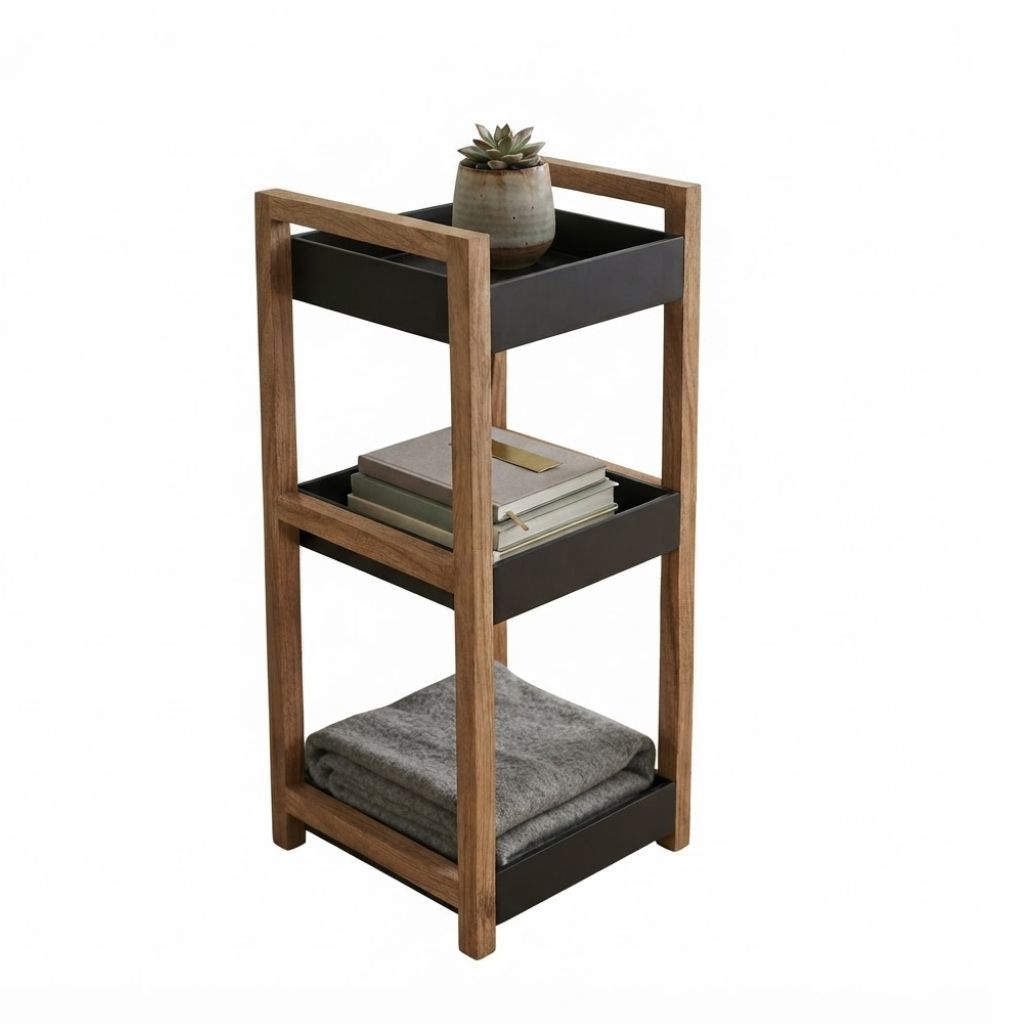 Classic black  3 Tiers Wooden Storage Organize Rack Shelf