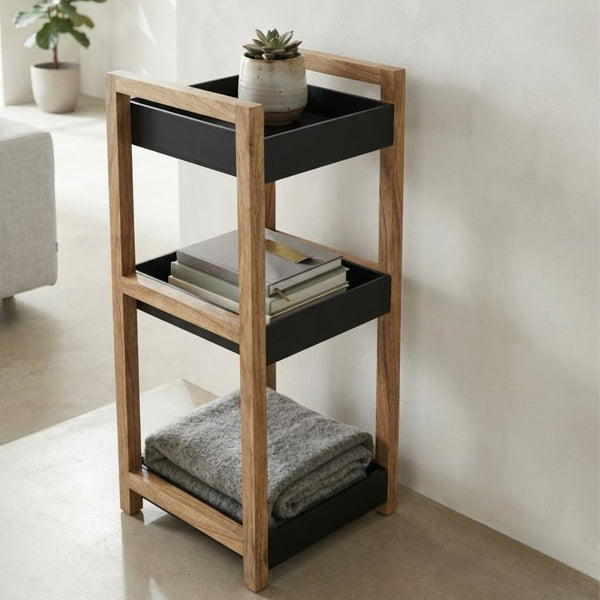 Classic black  3 Tiers Wooden Storage Organize Rack Shelf