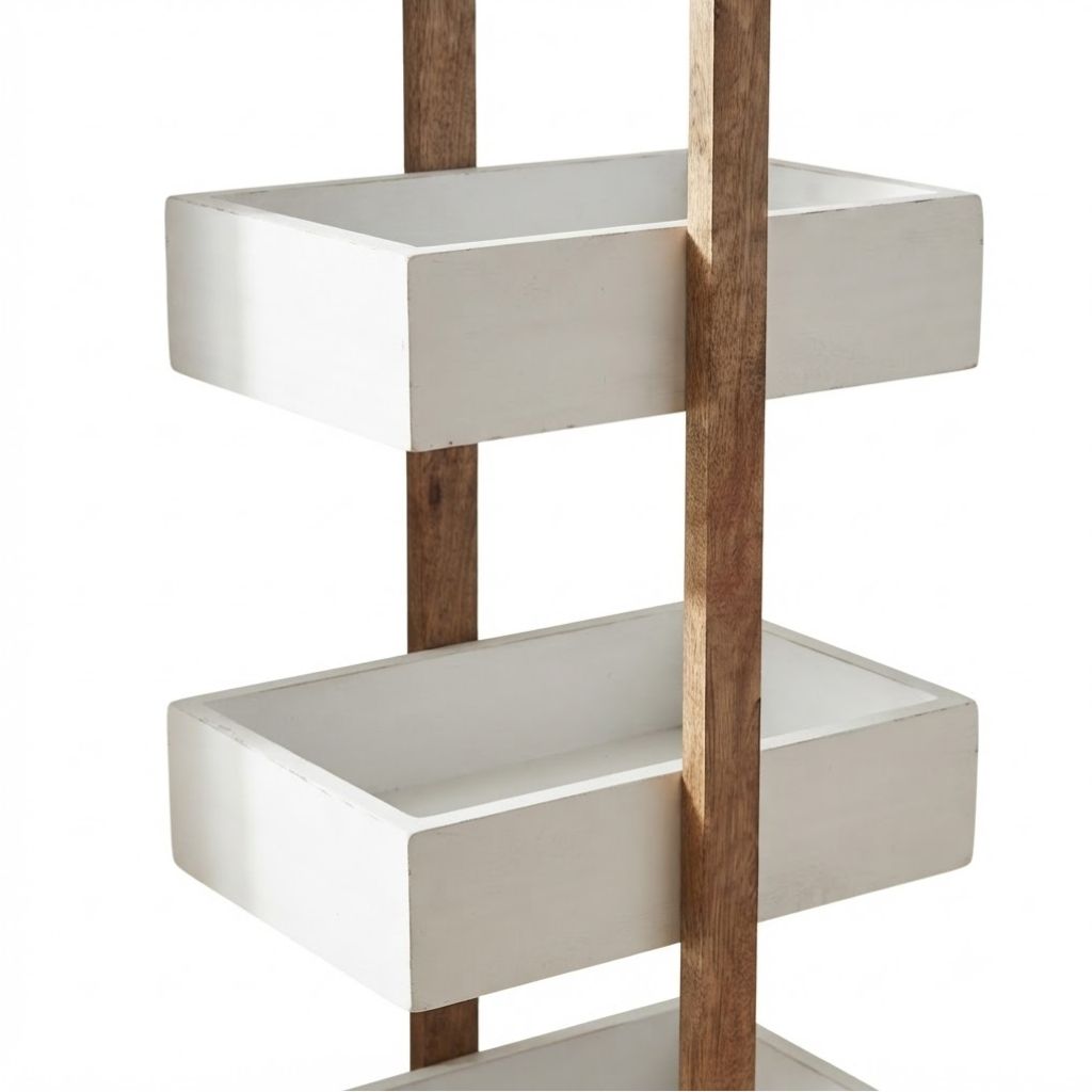 Straight white 3 Tiers Wooden Storage Organizer rack