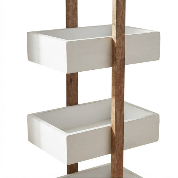 Straight white 3 Tiers Wooden Storage Organizer rack