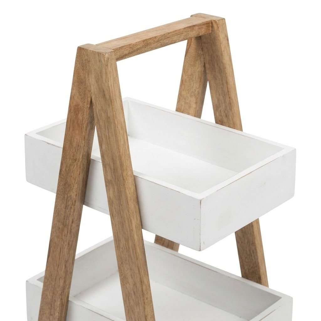 Triangular white 3 Tiers Wooden Storage Organizer Slim Rack Shelf