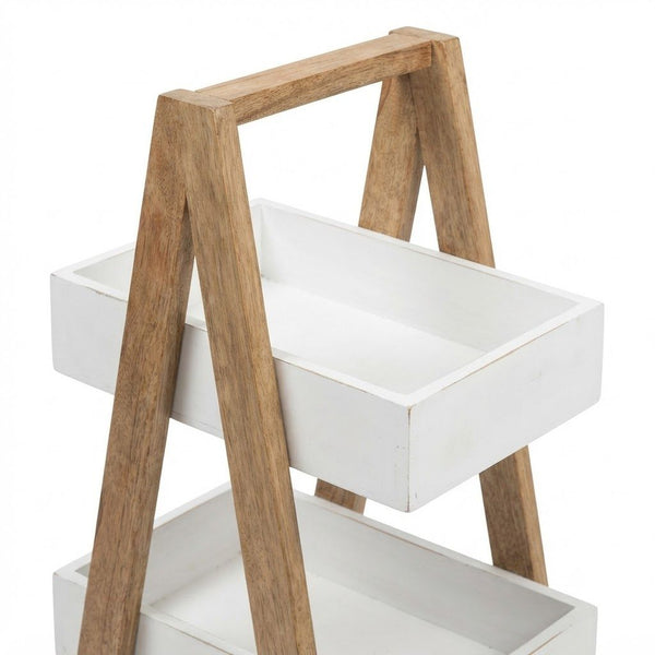 Triangular white 3 Tiers Wooden Storage Organizer Slim Rack Shelf