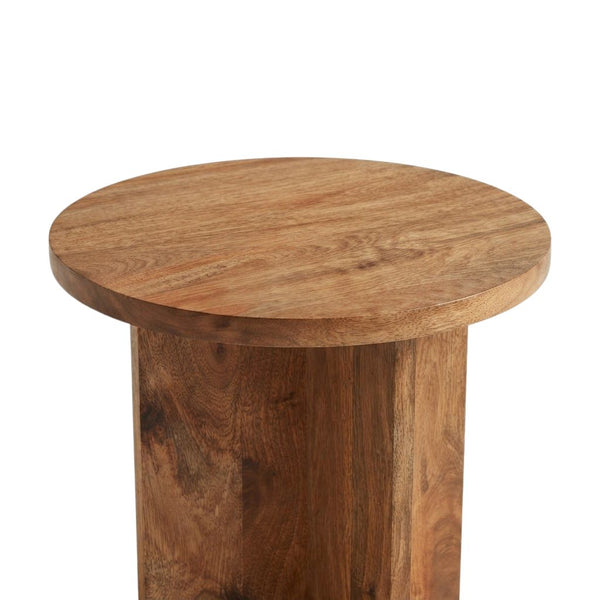 Cross bottom round Wooden Side Table