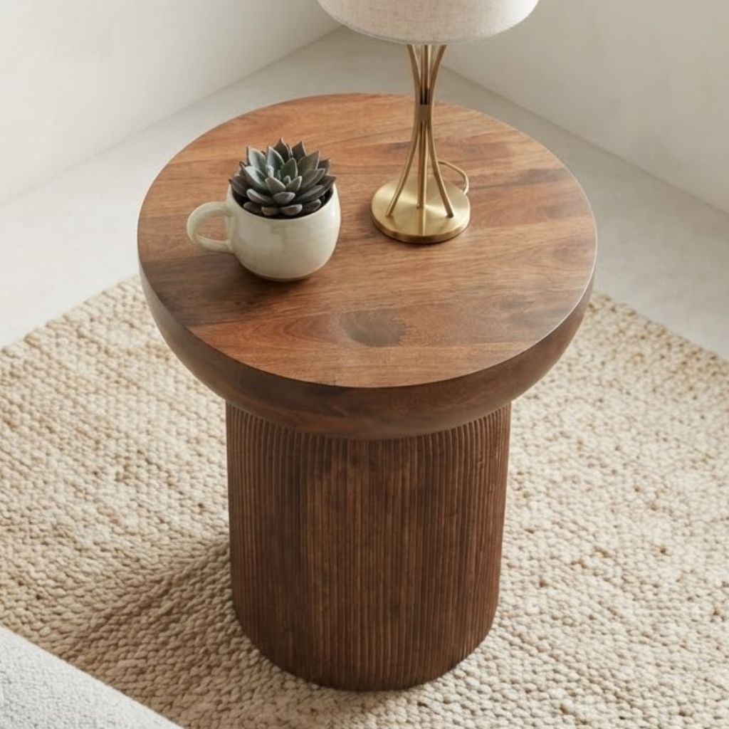 Inverted spheres Wooden Side Table