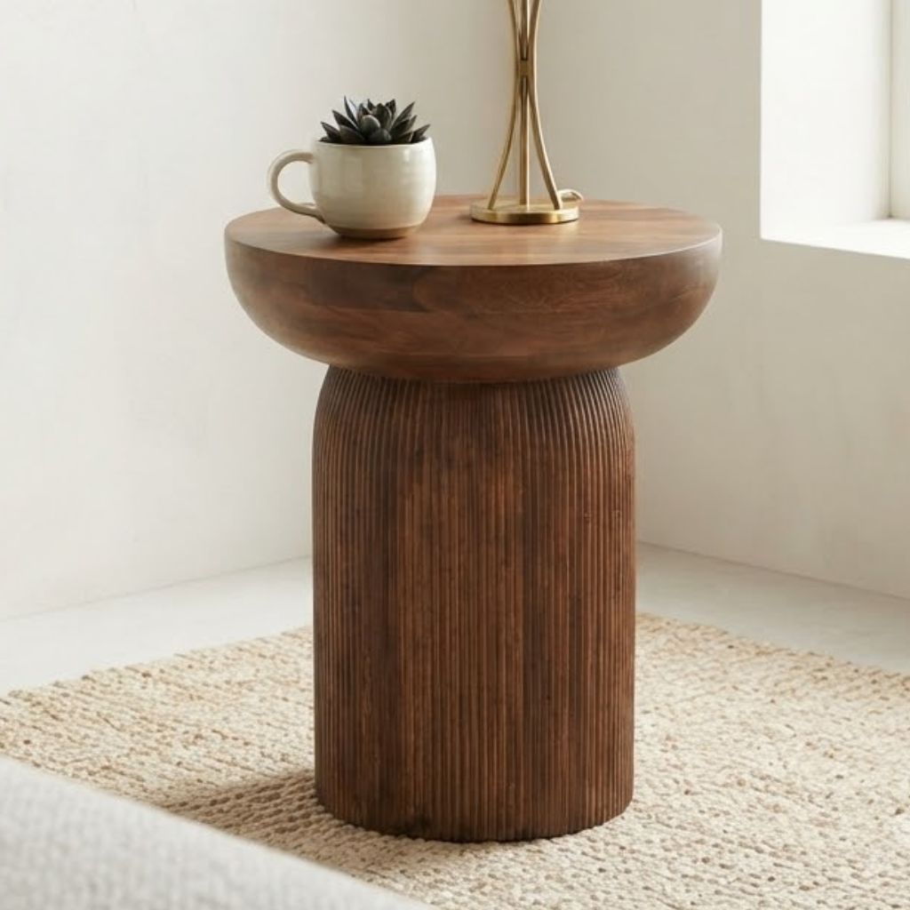 Inverted spheres Wooden Side Table