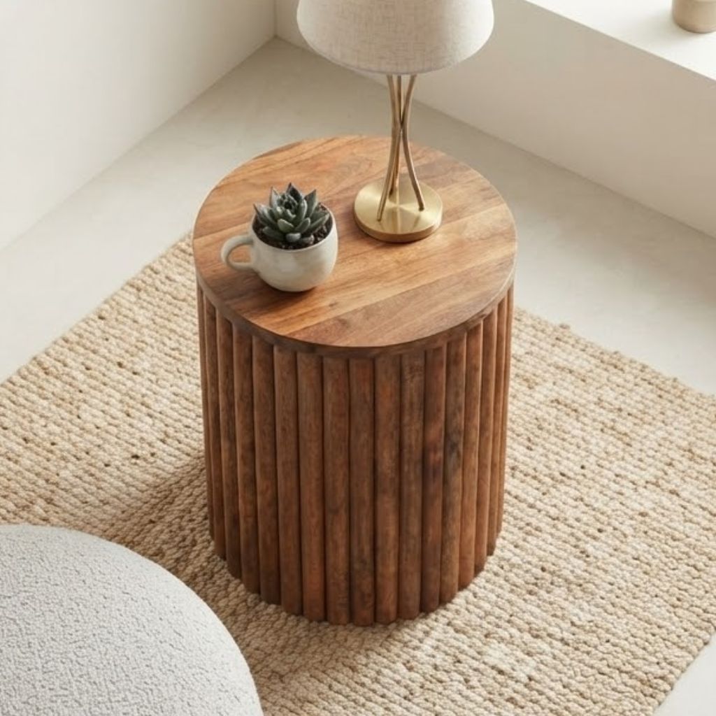Multi striped wooden Side Table