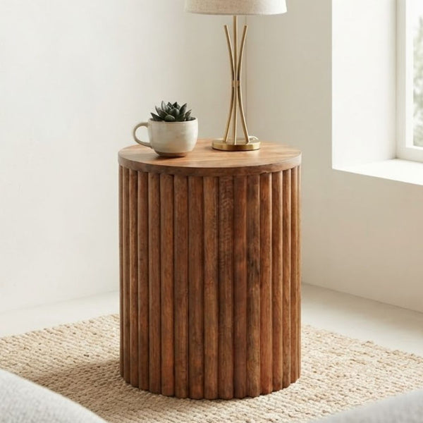 Multi striped wooden Side Table