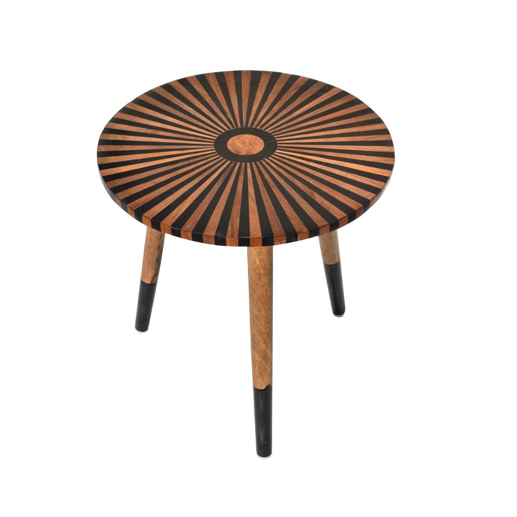 Black Chakra pattern Resin Wooden Table