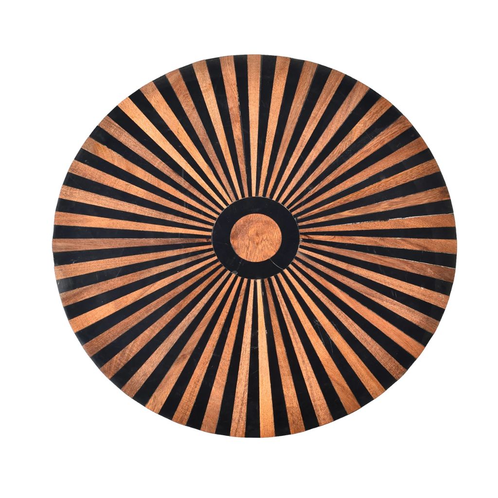 Black Chakra pattern Resin Wooden Table