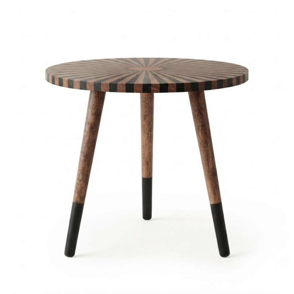 Black Chakra pattern Resin Wooden Table