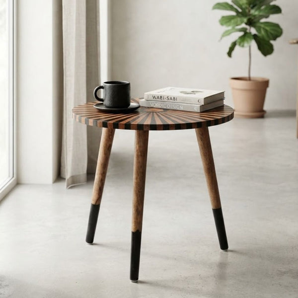 Black Chakra pattern Resin Wooden Table