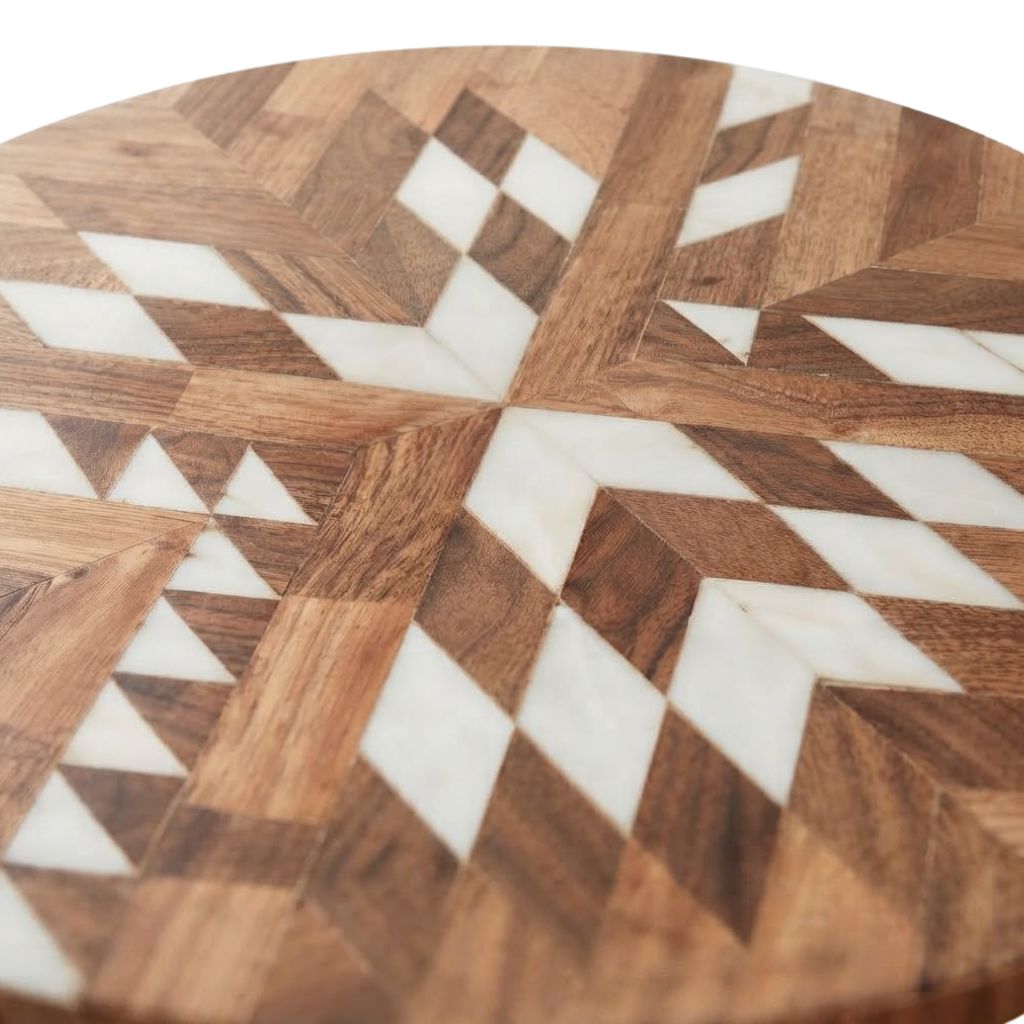 Geometric natural and white pattern Resin Wooden Table
