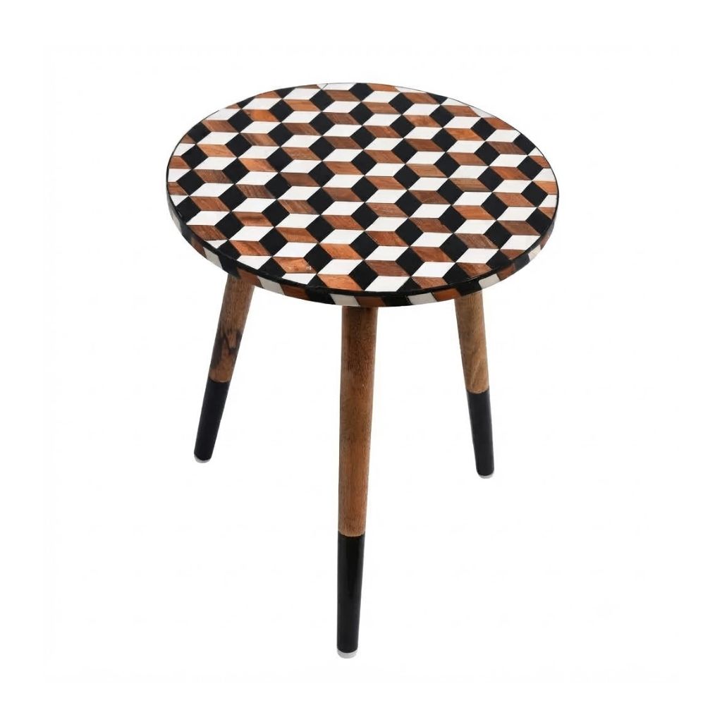 Cube pattern Resin Wooden Table