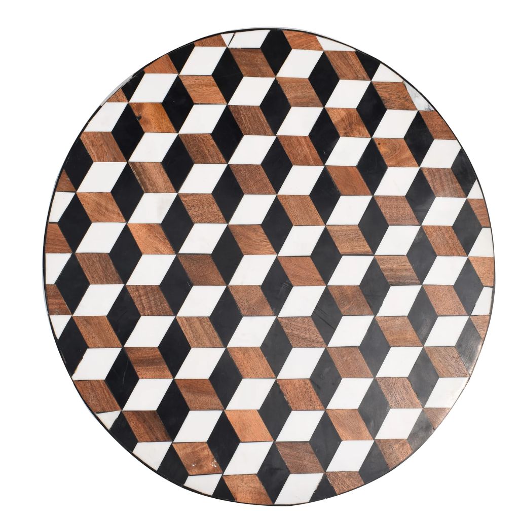 Cube pattern Resin Wooden Table