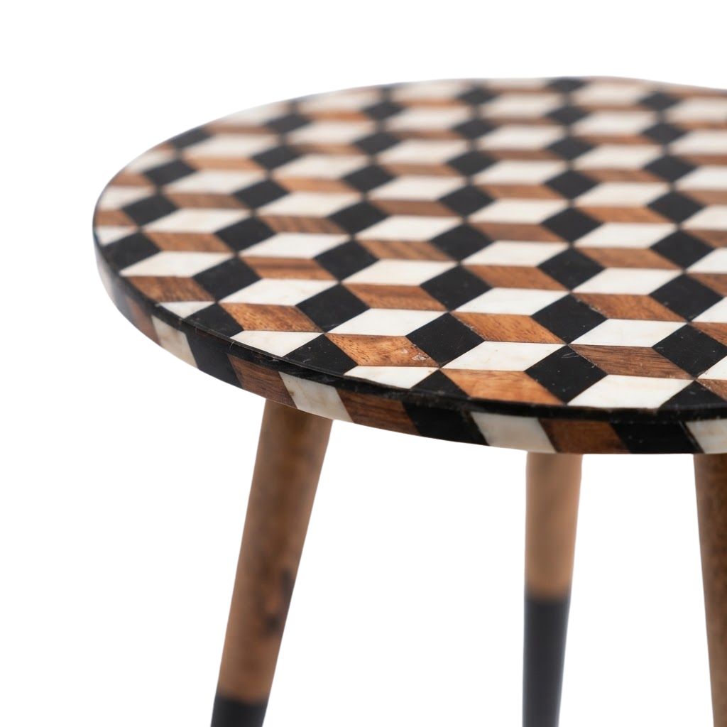 Cube pattern Resin Wooden Table