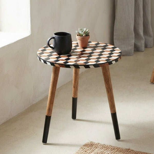 Cube pattern Resin Wooden Table