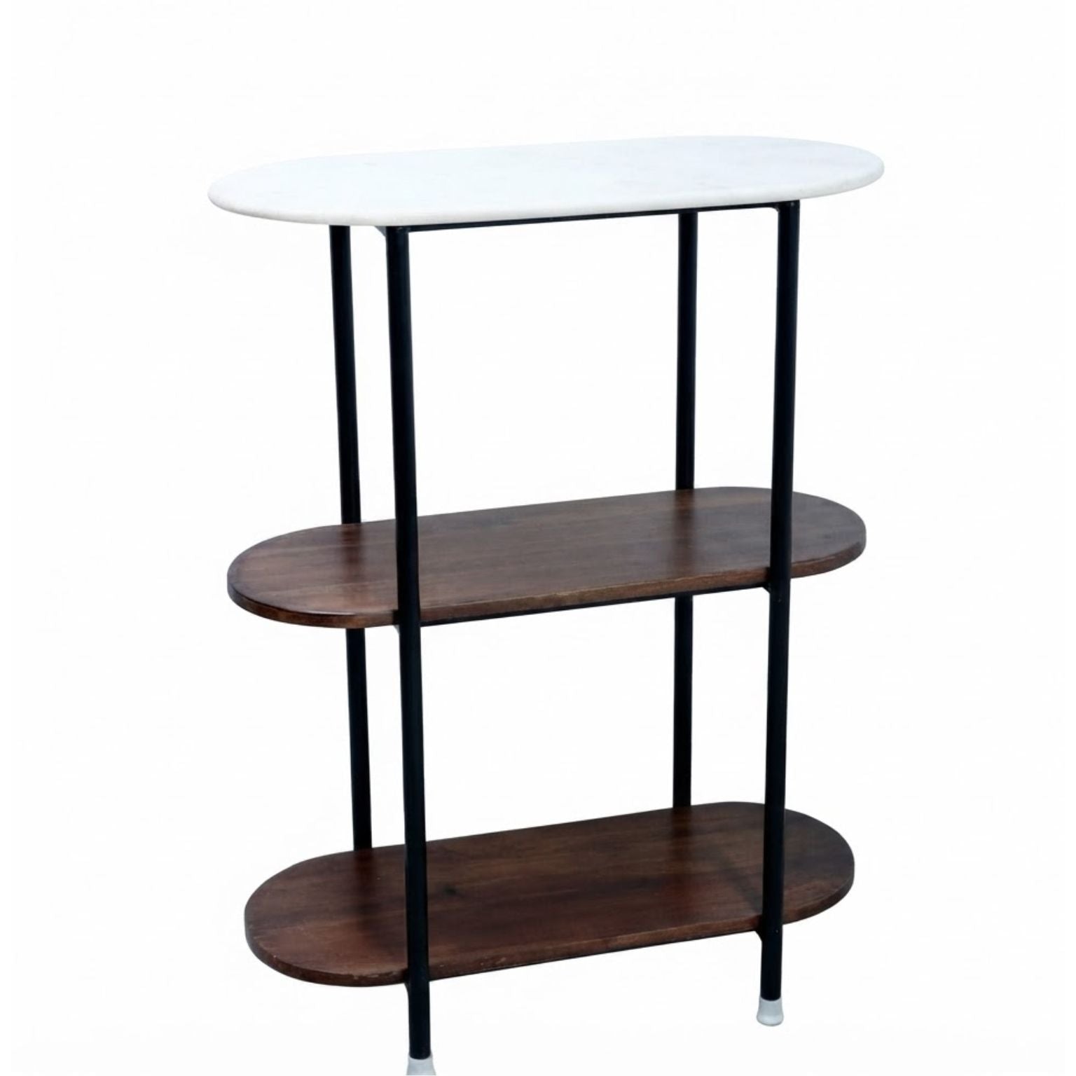 Wooden metal small console with marble top