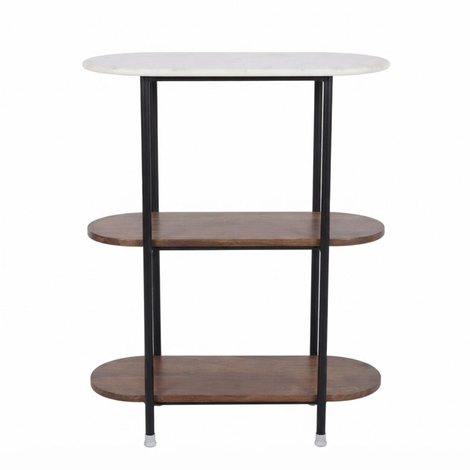 Wooden metal small console with marble top