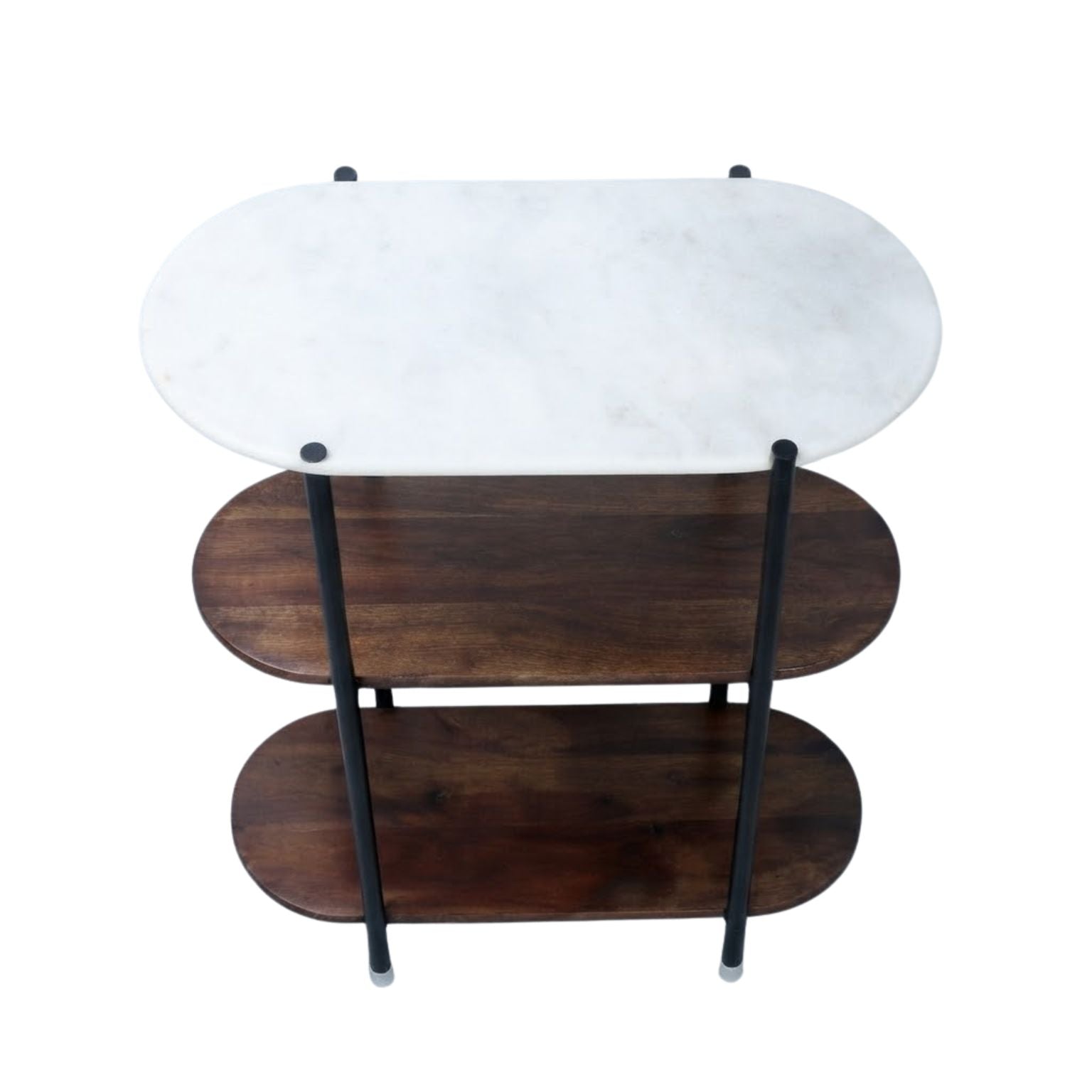 Wooden metal small console with marble top