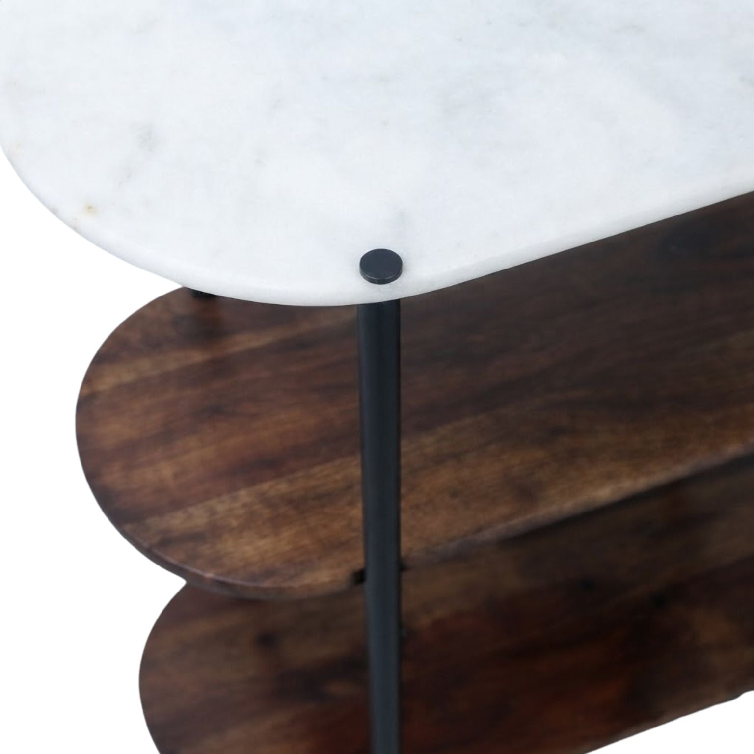 Wooden metal small console with marble top