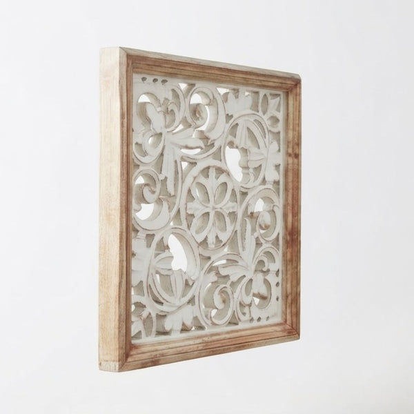 Wooden Carved white Wall Panel