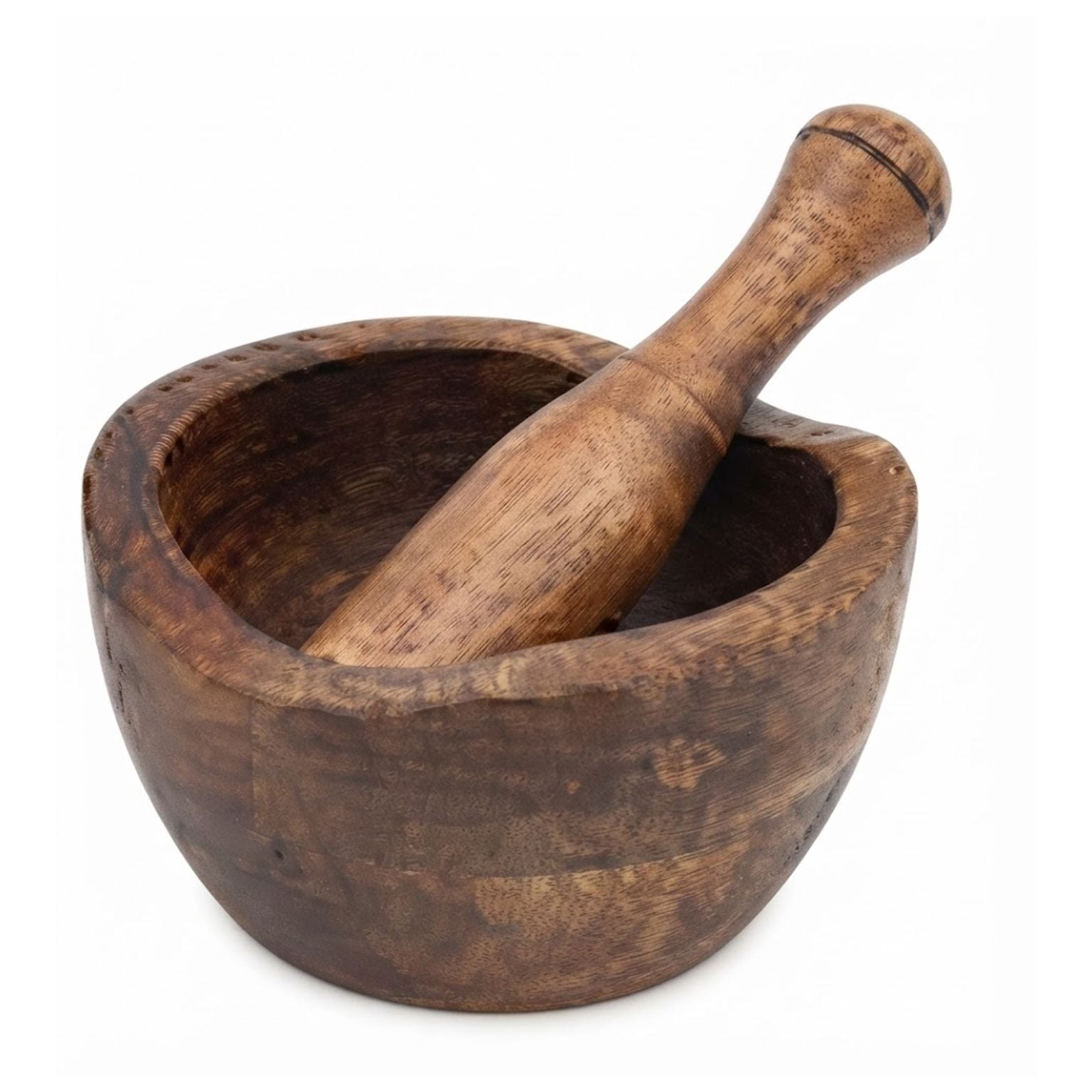 Wooden Carve edges design Mortar & Pestle