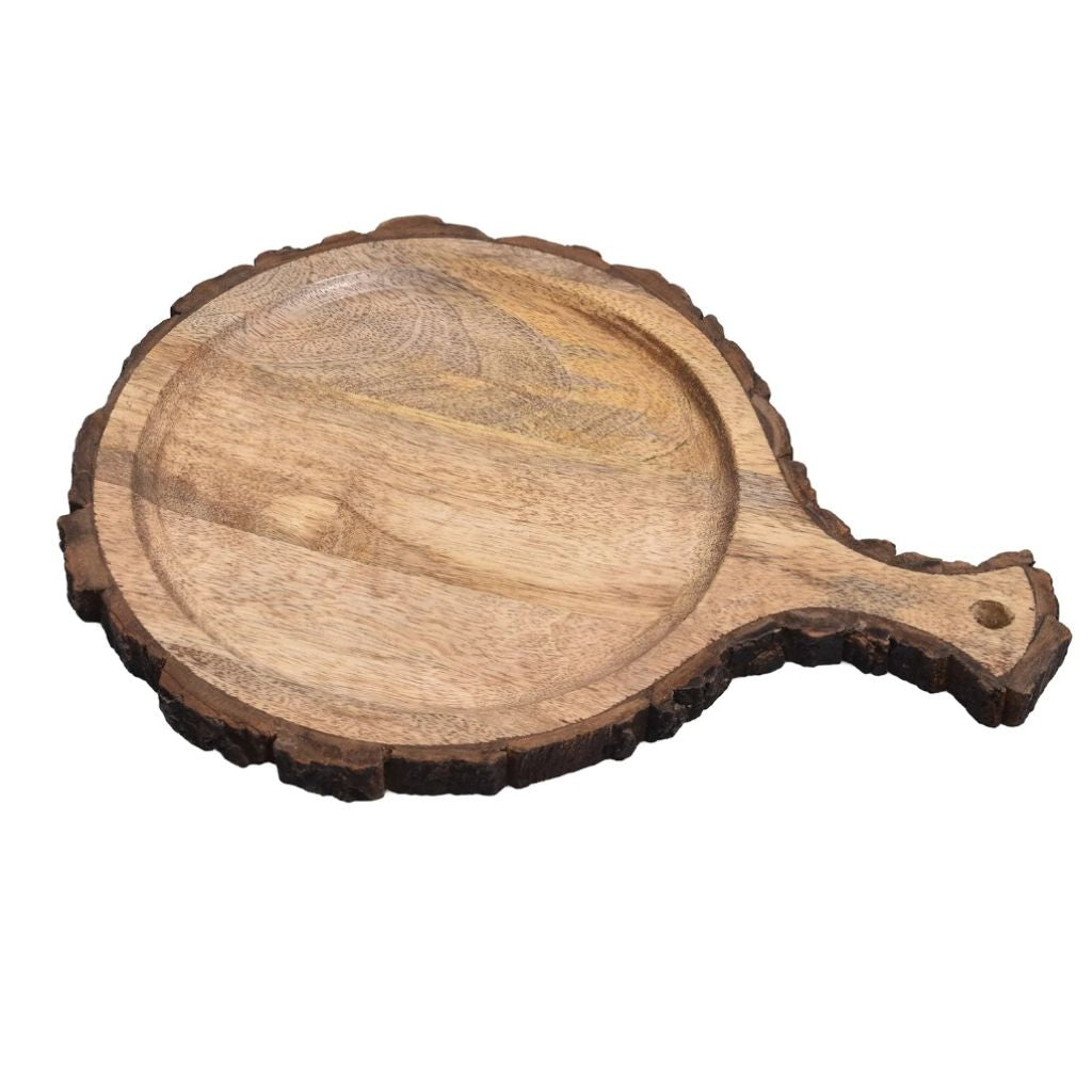 Wooden Bark border round Serving Platter