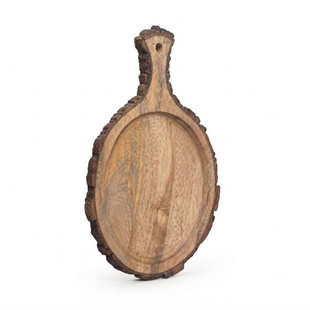 Wooden Bark border round Serving Platter