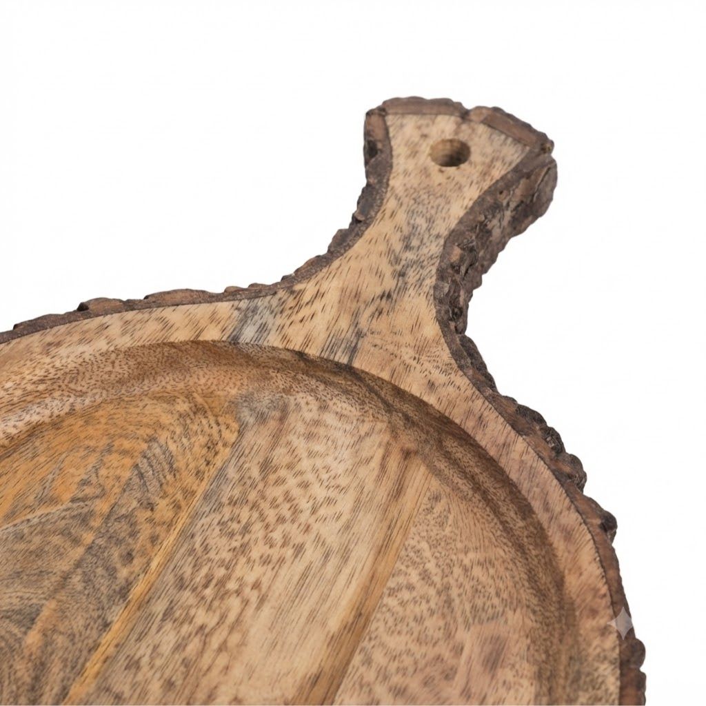 Wooden Bark border round Serving Platter