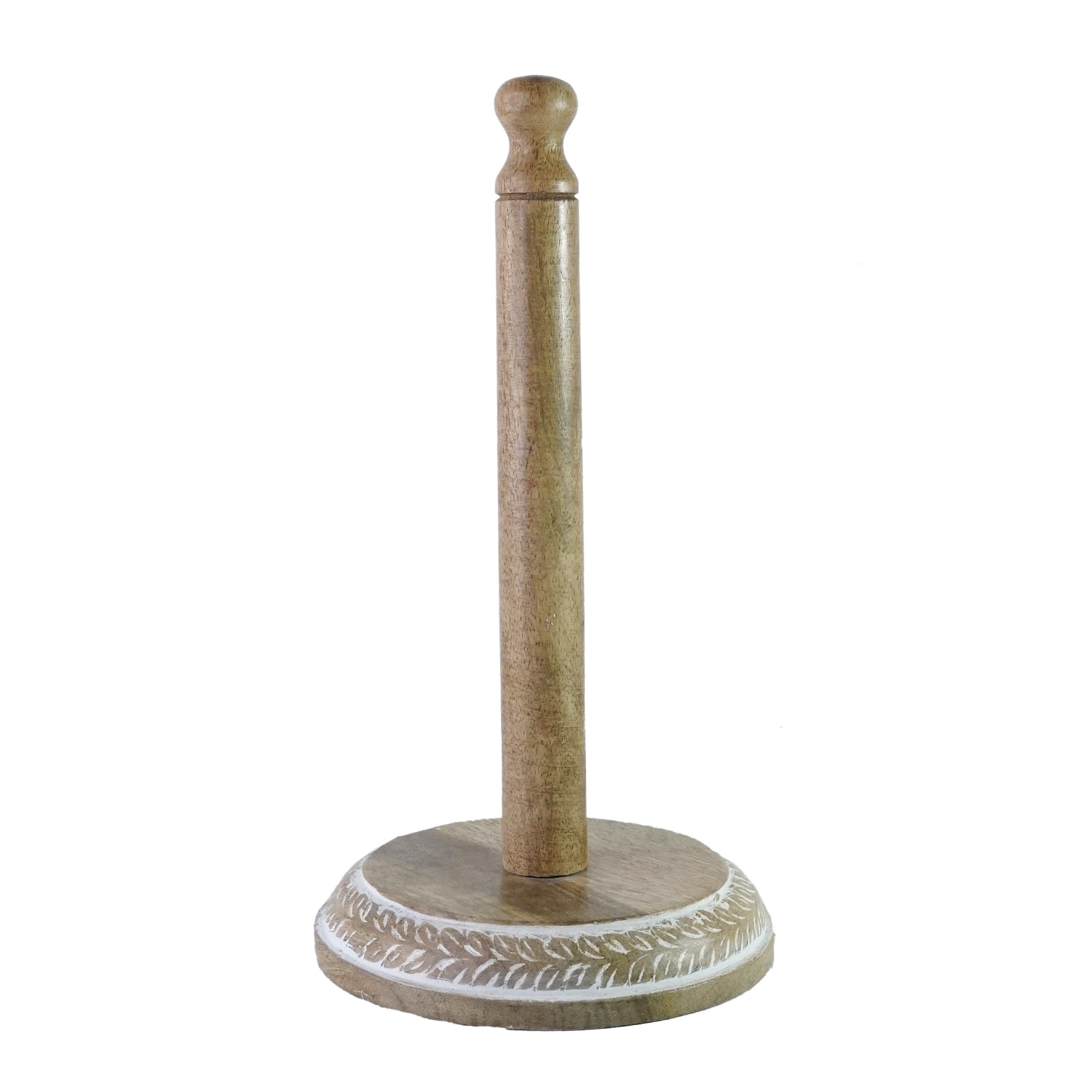 Wooden Carved Napkin Holder ( White-Natural )