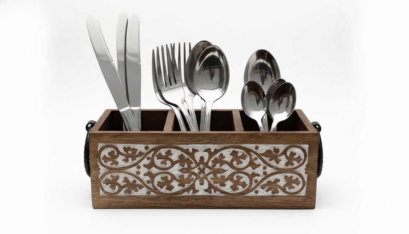 ST005 Wooden Caddy with Carved Scrollwork