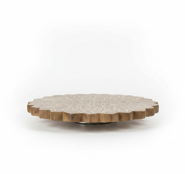 KT011 Mandala Carved Wooden Lazy Susan