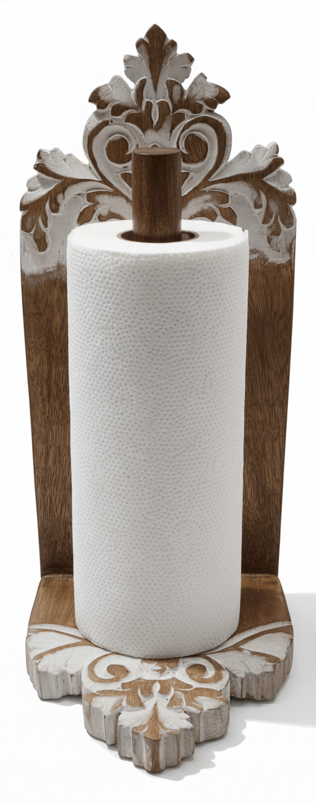 KT029 Ornate Carved Wooden Paper Towel Holder