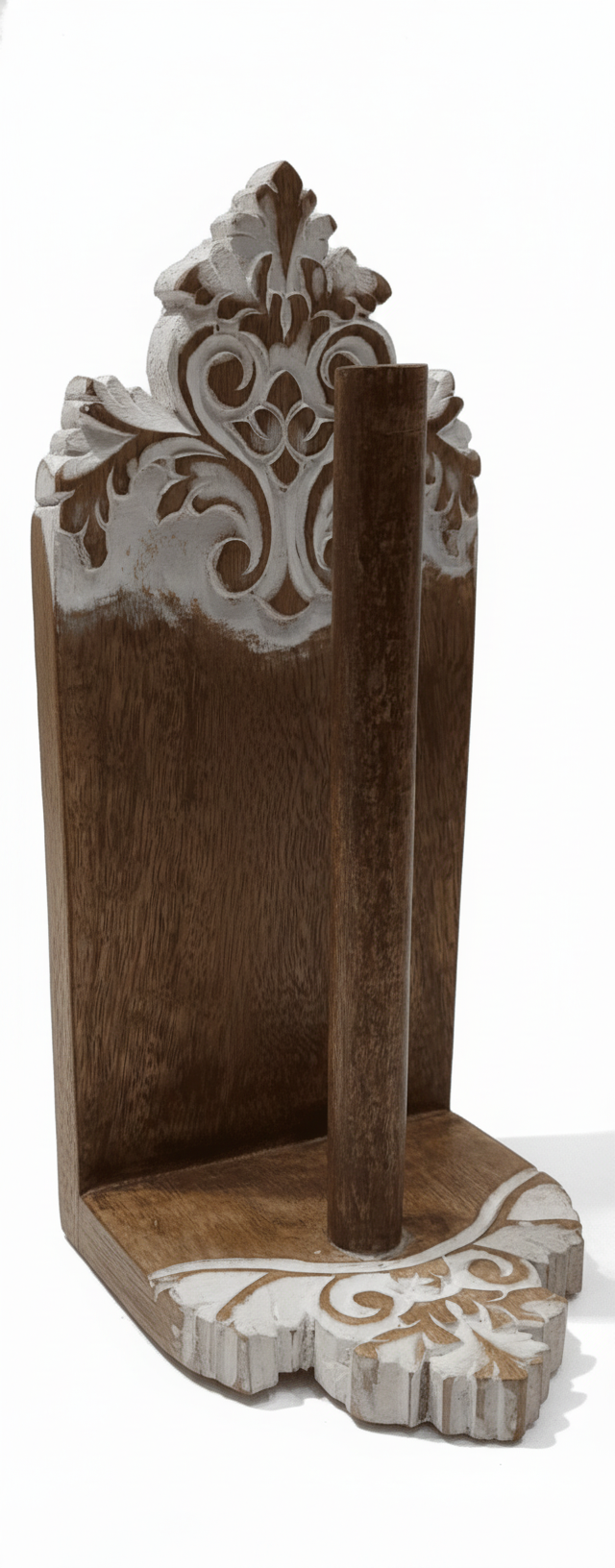 KT029 Ornate Carved Wooden Paper Towel Holder