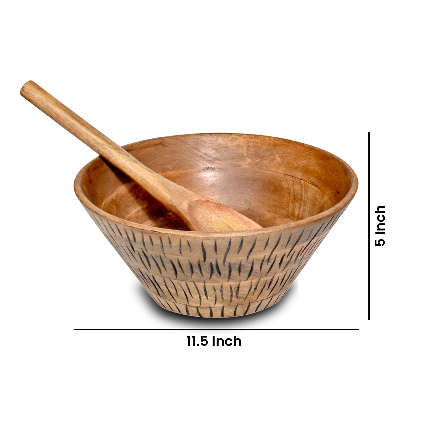 Vertical black  carved Wooden  Bowl S/3 with serers