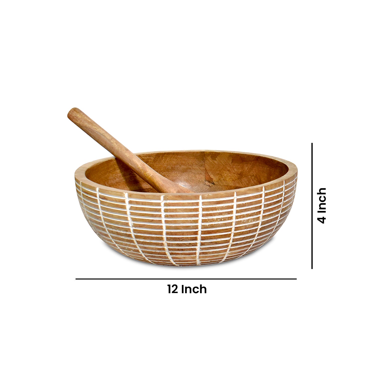 Cross lines carved wooden  Bowl S/3 with servers