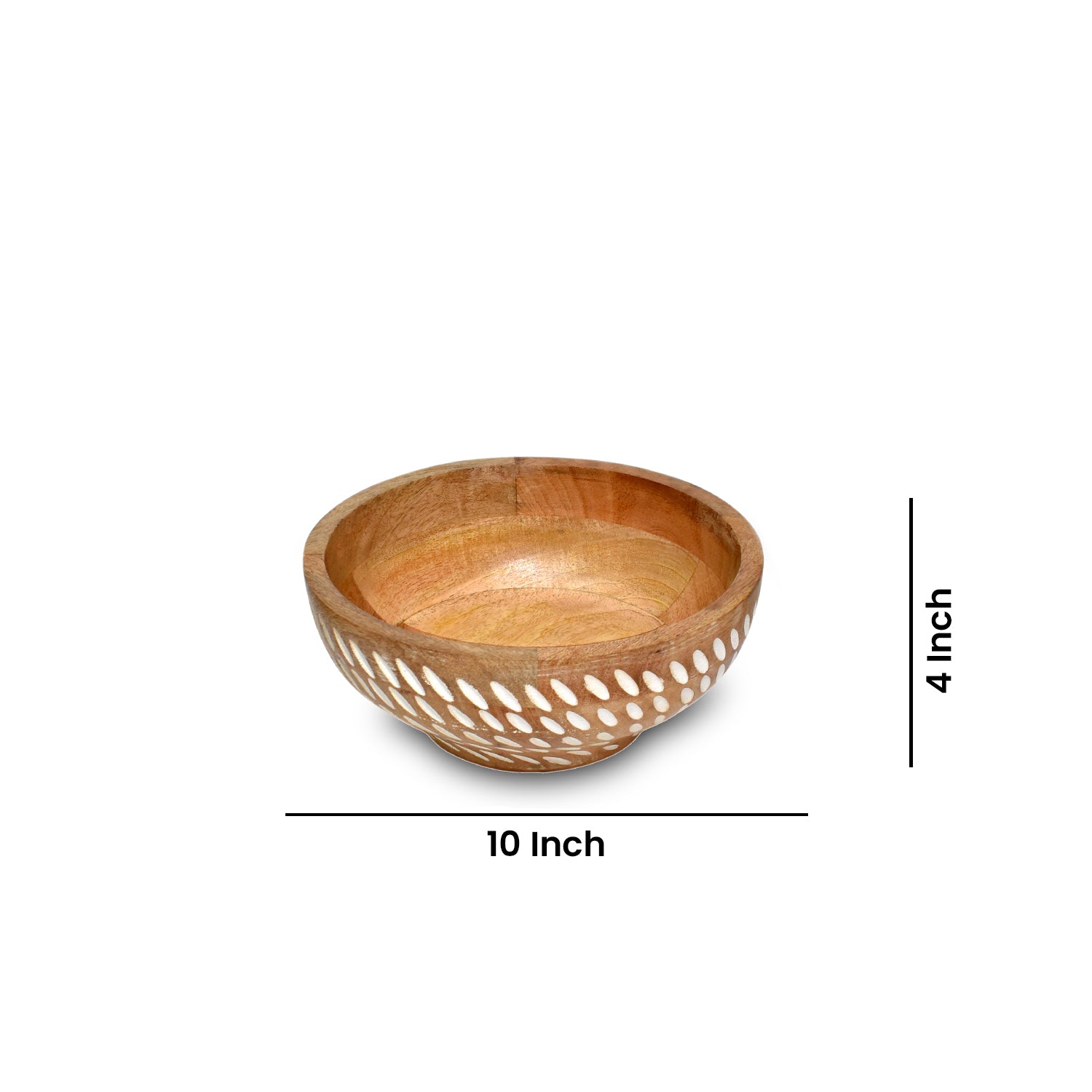 Diagonal white carved Wooden  Bowl S/3