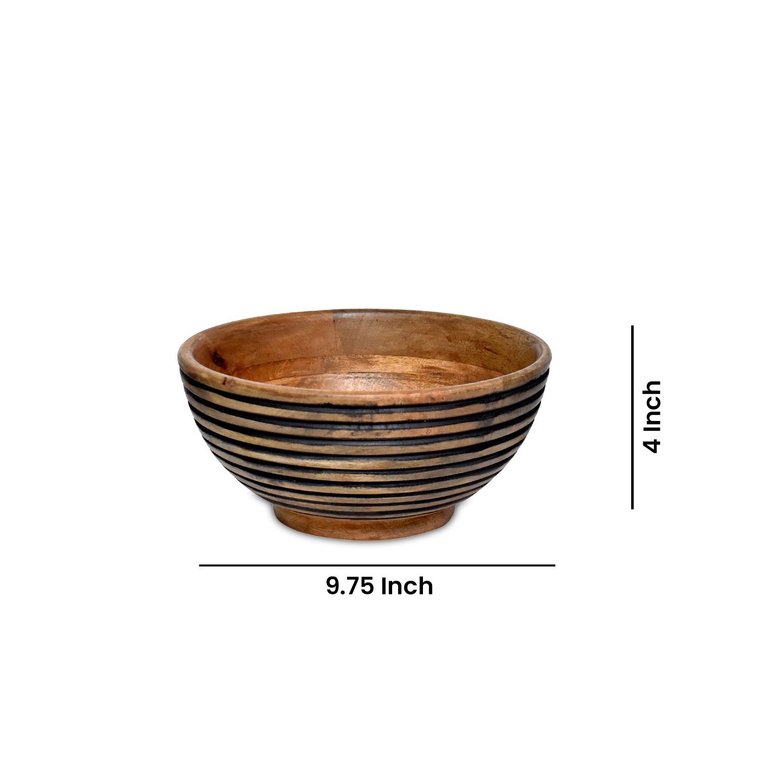 Wooden parallel black  lines Carved Bowl S/3 with servers