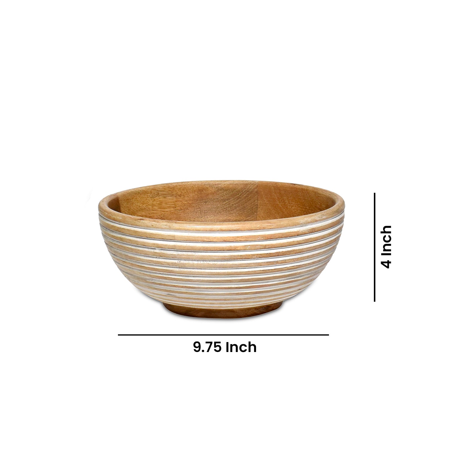 Wooden parallel  white lines  Carved Bowl S/3 with servers