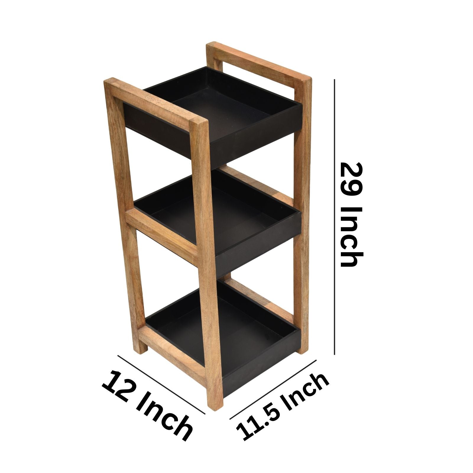 Classic black  3 Tiers Wooden Storage Organize Rack Shelf