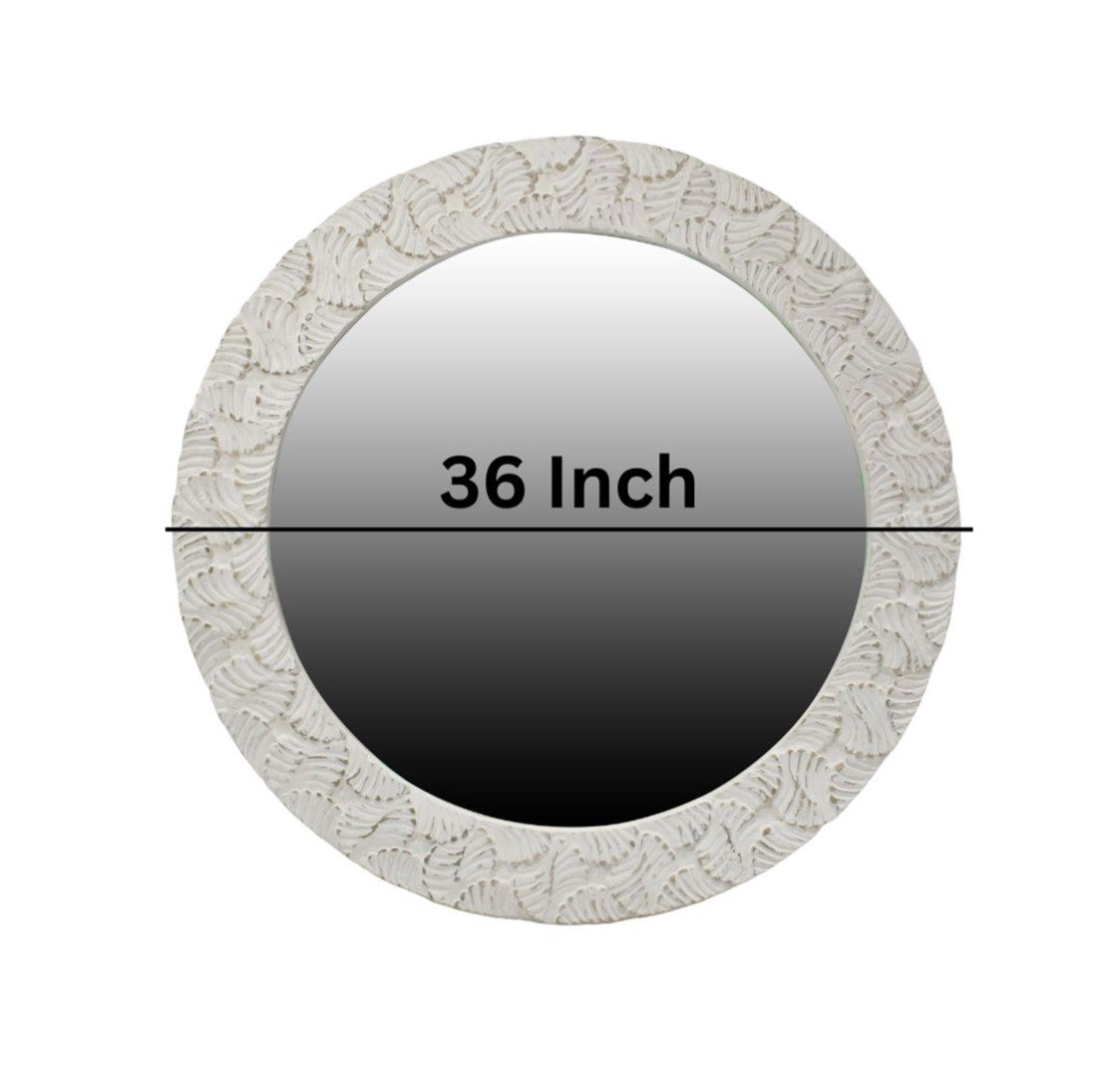 Wooden Handcarved Wall Mirror 36x36 Inches | White Antique Finish | Elegant Home Decor