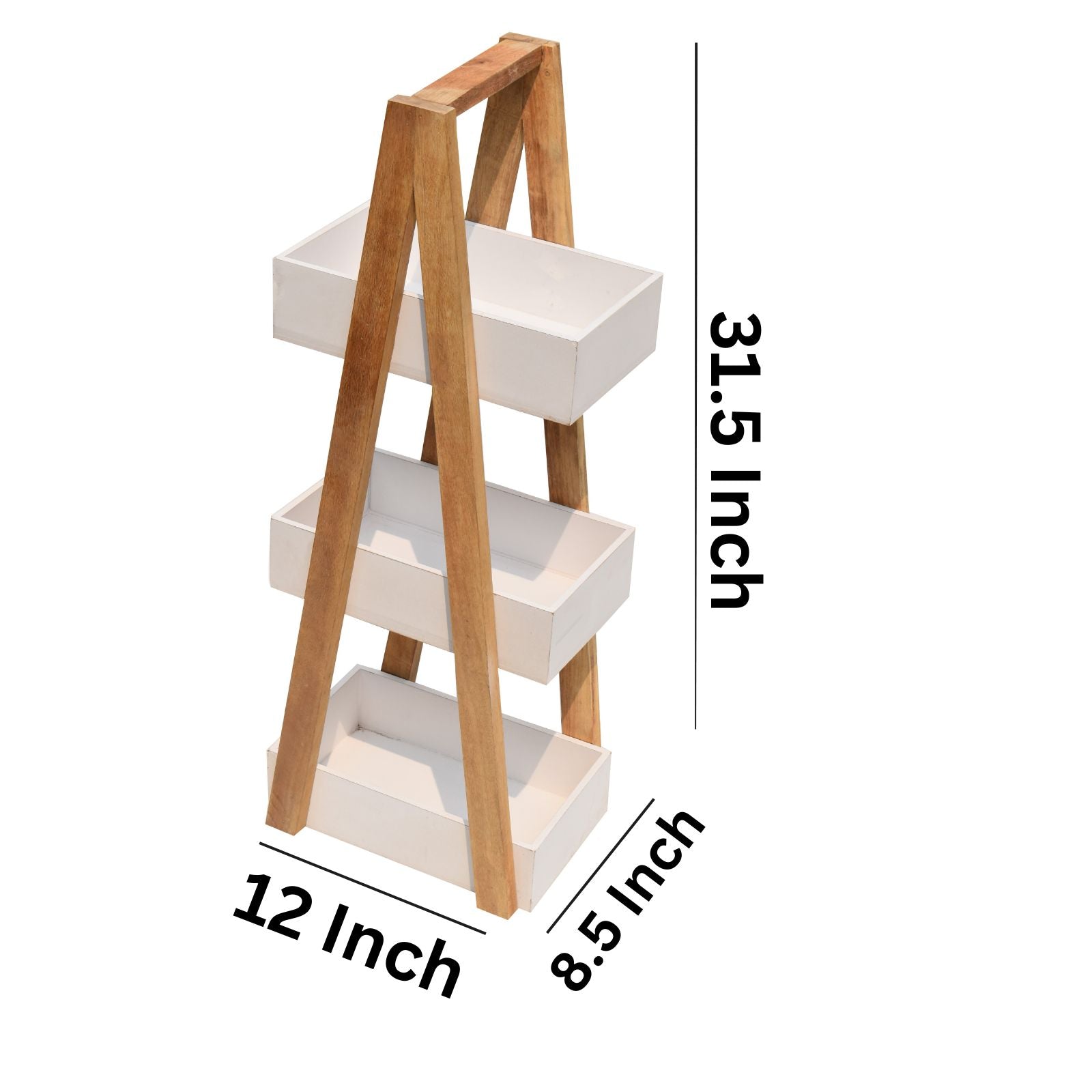 Triangular white 3 Tiers Wooden Storage Organizer Slim Rack Shelf