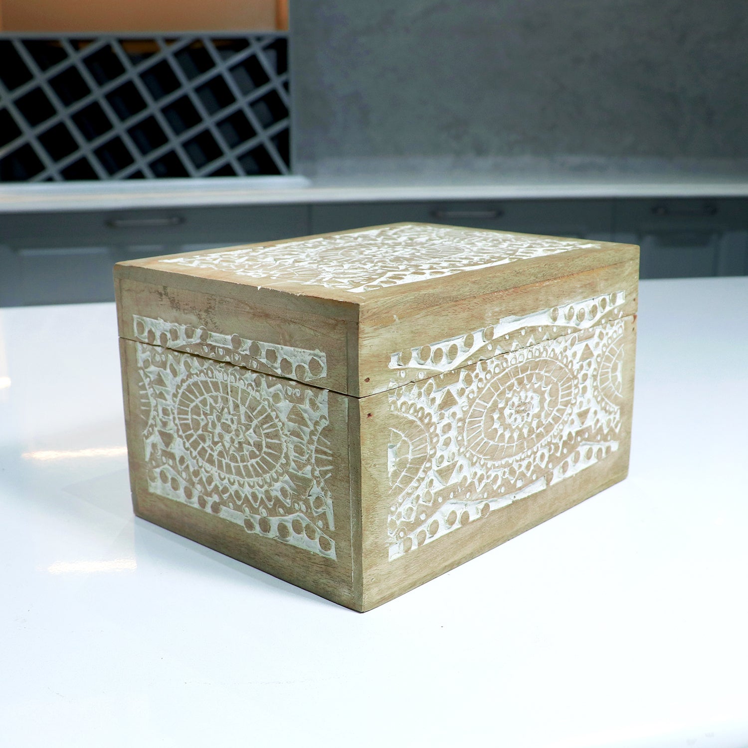wooden Carved Wooden Box (8.5X6X5.5)