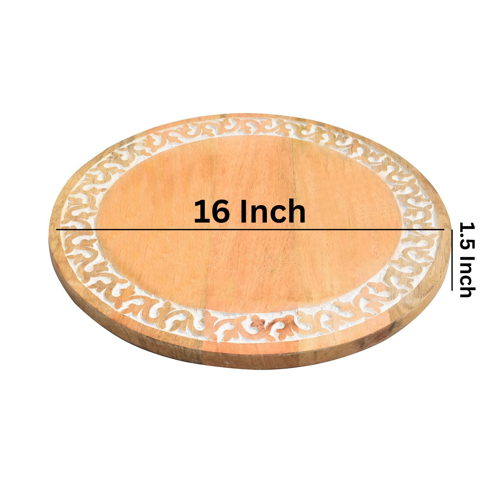 Wooden Detailed border white natural Lazy Susan