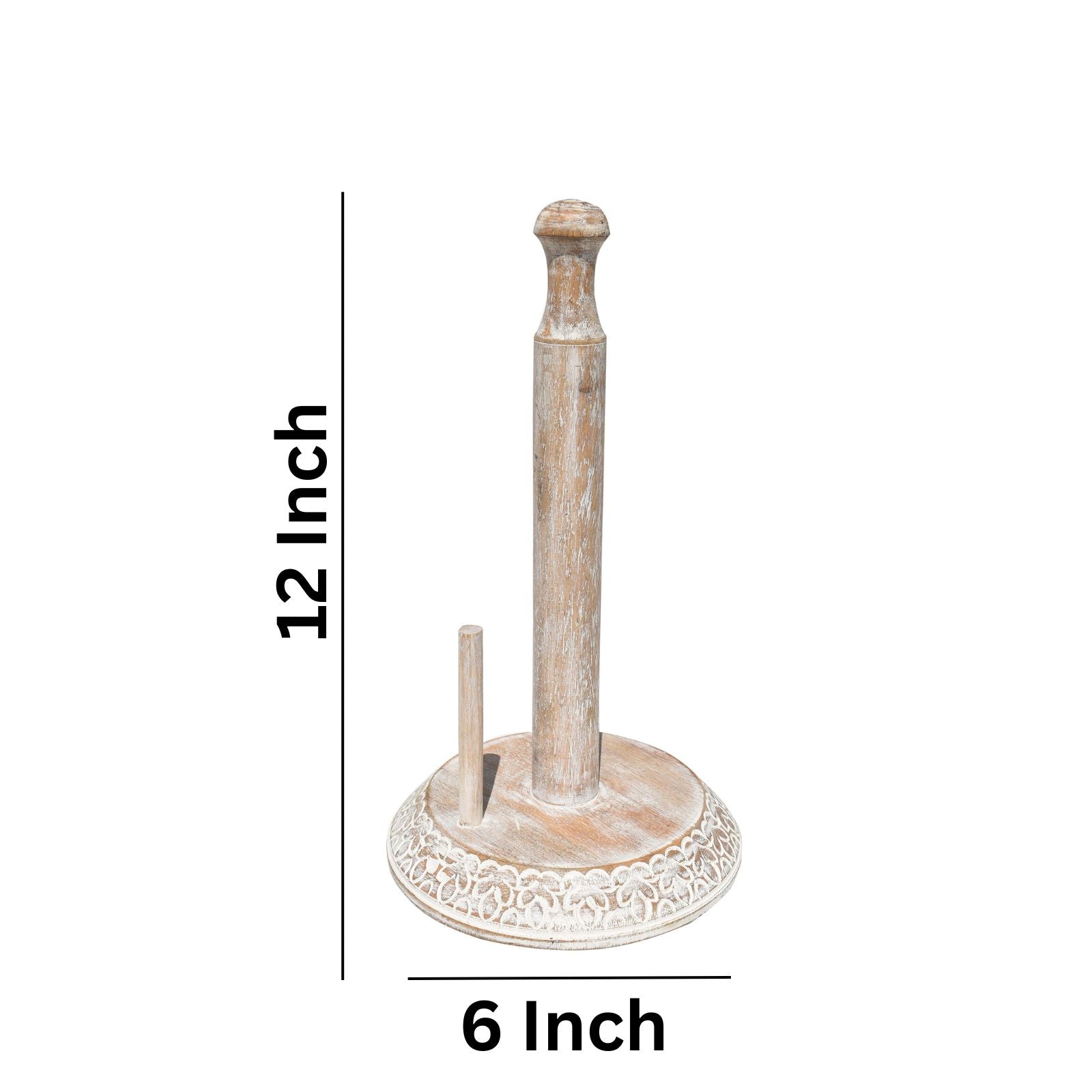 White wash carving detail Wooden Kitchen Towel Holder